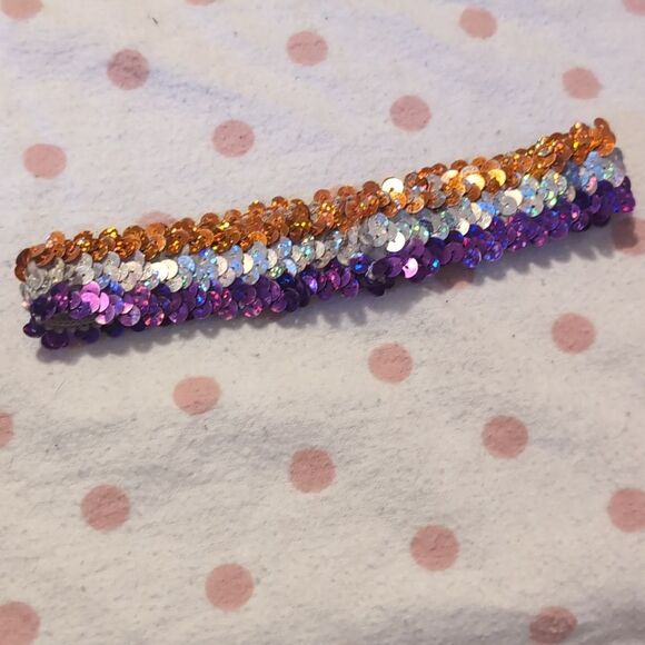 Orange Silver Purple Sequence Headband - Picture 2 of 6